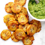 Green Fried Plantains With Guacamole Dip